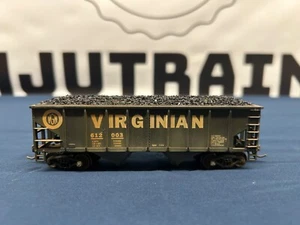 Bev-Bel HO Weathered Virginian #612003 2-Bay Ribbed Side Hopper Car w/ Coal Load - Picture 1 of 6
