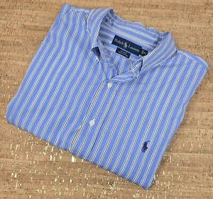 Polo Ralph Lauren Blake Shirt Men's XL Blue Striped Classic Oxford Flesh Pony - Picture 1 of 9