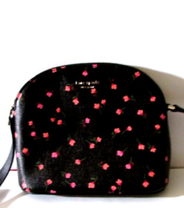 Kate Spade Small CROSSBODY BAG,  Sylvia Meadow, Black with Pink Flowers Black