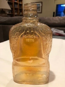 1930's Golden Wedding Marigold Carnival Glass Pint Whiskey Bottle - Picture 1 of 7