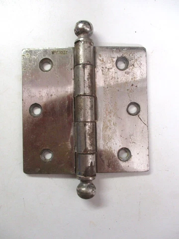 McKinney 3-1/2" Mortise Door Ball Tip Finial Hinge Nickel Plated Steel 1 Antique Cover