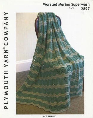 Plymouth Worsted Merino Superwash Lace Throw Pattern 2897 - Pattern Only - Image 1 of 2