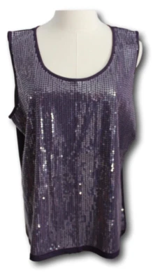 JOAN RIVERS A218694 Sequin Detail Stretch Tank NWOT Purple XL - Image 1 of 3
