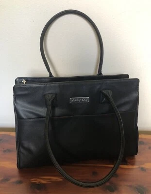 Mary Kay Black Large Tote Bag 18"L - 12.5"T - 3”D Pink Floral Lined Multi Pocket - Image 1 of 4