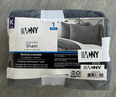 Almohada King gris visón liso farsa 20" x 36" - Nuevo accesorio de ropa de cama Foto 1 de 2