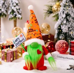 Glowing Christmas Grinch Tiered Tray Decor Santa Gnome Doll Decoration Ornament