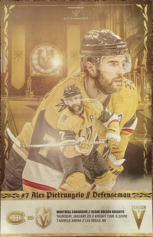 Vegas Golden Knights vs Montreal Canadiens 1/20/22 Pietrangelo Poster Cover