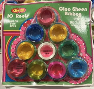 Vtg Cleo Dispenser Pack Satin Ribbon Multiple Colors 10 Rolls Present Wrapping - Picture 1 of 8