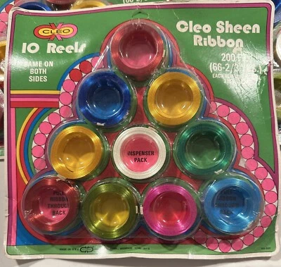 Vtg Cleo Dispenser Pack Satin Ribbon Multiple Colors 10 Rolls Present Wrapping - Image 1 of 4