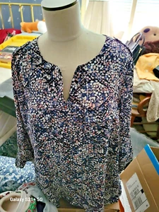 APT 9 Women Hi-lo Polyester Blouse- 2-Way 3/4 sleeve NWOT - Picture 1 of 7