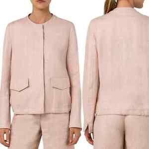 Akris Punto Pale Pink Collarless Linen Jacket Size 10