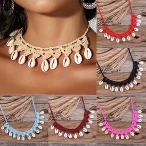 Collar Boho Hecho a Mano Cuerda Concha de Mar Cuentas Playa Gargantilla Colgante Pulsera Regalos - Imagen 1 de 30