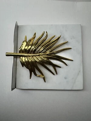 Soporte Servilletero Michael Aram Palma Mármol Hoja de Oro Foto 1 de 4