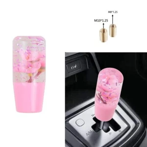 10CM JDM Clear All Pink Glitter Real Sakura Flower Manual Gear Stick Shift Knob - Bild 1 von 10
