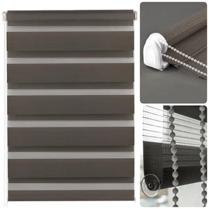 Doppelrollo Klemmfix Ohne Bohren Seitezug DuoRollo ZebraRollo Jalousie Bleigrau - Bild 1 von 18