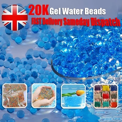 20000 Aqua Crystal Water Gel Beads Soil Vase Filler Decorative Ball  Filler UK - Image 1 of 4
