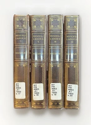 Miscellanies in 4 Volumes 1900, The Complete Writings of Lord Macaulay LuxurySet - Image 1 of 4