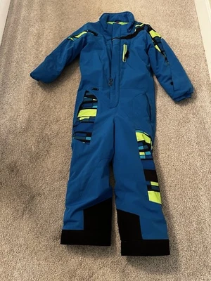 Spyder Kids One-Piece Snow Suit Winter Outfit, Size 7 Blue and Black Snow Suit - Image 1 of 4