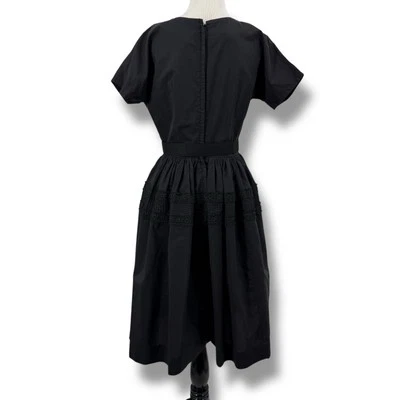 Vintage Dress Jackie Nimble Black Fit-N-Flare Crochet XS Belted Midi Classic - Image 1 of 4