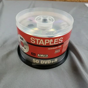 Staples DVD-R 4.7GB 120 Minute 16X Blank Recordable Discs open contains 45 of 50 - Picture 1 of 5
