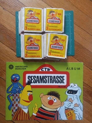 100 PACKS 1978 SESAME STREET AMERICANA STICKER CARD & ALBUM COOKIE MONSTER OSCAR - Image 1 of 2