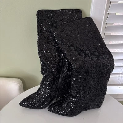 Botas altas plegables con lentejuelas Abba A New Day para mujer. Negro 6,5M. Nuevo Foto 1 de 4