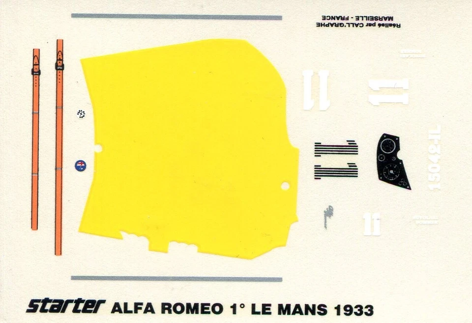 ALFA ROMEO 8 C 2300 MONZA WINNER  LE MANS 1933  N°11  STARTER  DECALS 1/43 - Immagine 1 di 1