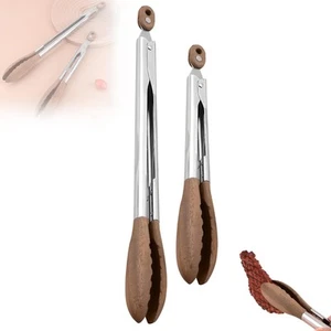 Wooden Tongs for Cooking, Stainless Steel Salad Tongs with Wooden Tips, Anti-... - Picture 1 of 7