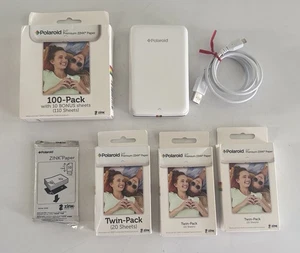 Polaroid Mini Printer POLMP01W White + 180 ZINK Paper Sheets Bundle - Picture 1 of 14