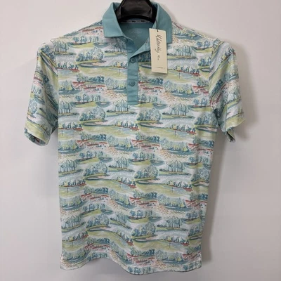 Walter Hagen Clubhouse Country Club Printed Mens Golf Polo White Green Small NWT - Image 1 of 4