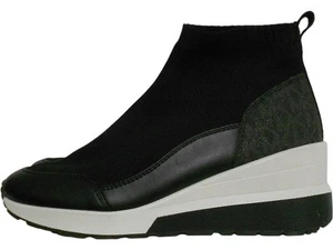Michael Kors Women's Slip On Ankle Boots Black White Leather UK Size 7.5 - Picture 1 of 6