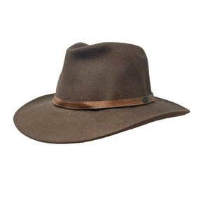 Flex Fit Vintage 100% Wool Brown Fedora Hat Cap L Indiana Jones Alan Grant Retro - Picture 1 of 11