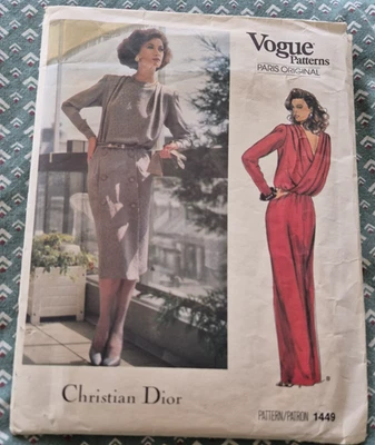 Vogue Designer Sewing Pattern 1449, Dior Vintage Dress, Size 10, Uncut - Image 1 of 3