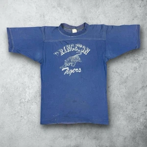 Camiseta de fútbol vintage de los años 70 Princeton Tigers desteñida camisa azul mediana - Imagen 1 de 9