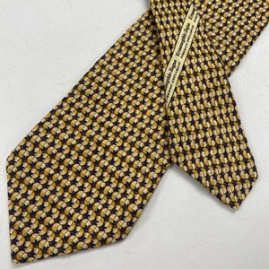 Vintage Ermenegildo Zegna Italy Men's Yellow Geometric Pattern Silk Neck Tie - Picture 1 of 10