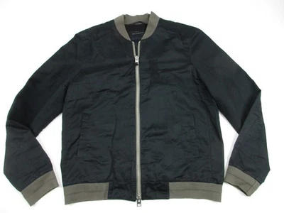 Hombre Grande Allsaints Marden Bomber Chaqueta Algodón Lino Gris Foto 1 de 4
