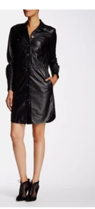 Diane von Furstenberg Piper Leather Shirt Dress in Black Size 4 Orig. $1300 - Picture 1 of 4