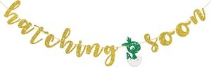 Hatching Soon Banner, Happy Birthday Dinosaur Banner, Baby Shower, Baby 1St Birt - Picture 1 of 5