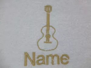 GUITAR Personalised Name Embroidered on a Hand Towel, Bath Towel or Bath Sheet - Picture 1 of 6