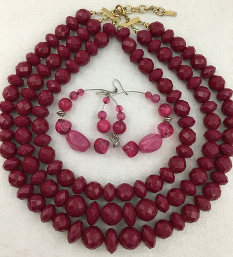 VETEMENTS Sugarfix 3 fili perline collana grossa con perline traforate orecchini a cerchio vintage