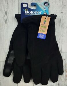 NEW Isotoner Men's L Large Black Smartdri Touchscreen Athletic Winter Gloves NWT