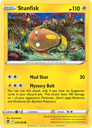 4x Stunfisk 055/195  Silver Tempest Pokemon TCG Card NM - Image 1 of 1