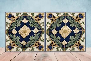 Azulejos de pared de cerámica victoriana - Juego de 2 azulejos de cerámica para salpicadero de cocina para baño - Imagen 1 de 3