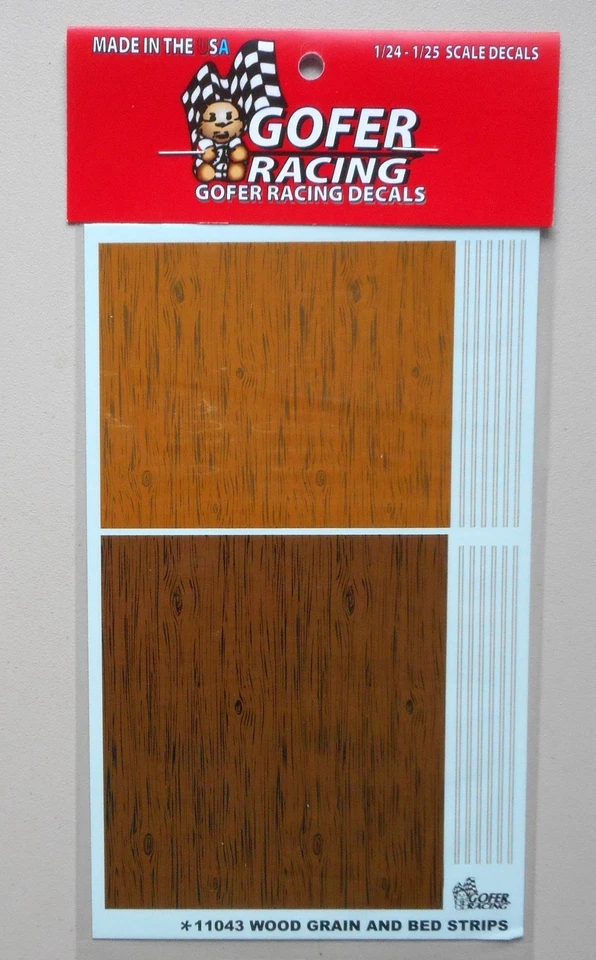 ADESIVOS DE GRÃO DE MADEIRA e TIRAS DE CAMA 1:24 1:25 GOFER RACING MODELO DE CARRO 11043 - Imagem 1 de 1
