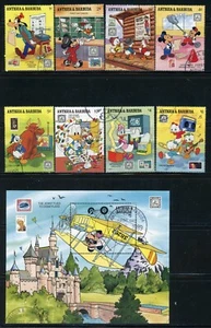 ANTIGUA & BARBUDA 1238-47 SG1327-34,MS1335 Used 1989 Disney set of 8+2MS CV$27 - Picture 1 of 4