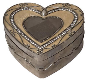 Things Remembered Regal Elegance Heart Beige Jewelry Box Swarovski Crystals P/O
