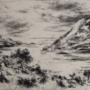 Hans Dietmann Fjordlandschaft Norwegen? signiert Radierung auf Bütten 20 Jhd - Picture 1 of 4