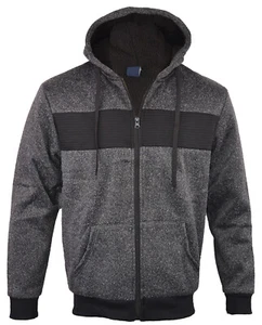 Herren Kapuze Sherpa Fell gefüttert Vliesjacke Mantel schlicht durchgehender Reißverschluss S-XL - Bild 1 von 10