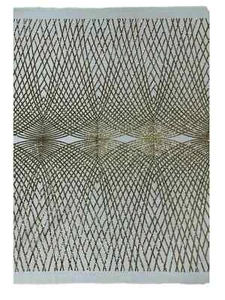 Diamond Geometric Sequins - Light Gold on Ivory - 2 Way Stretch Fabric By Yard - Picture 1 of 5