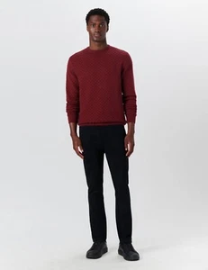 NWT BUGATCHI Crew Neck Jacquard Wave Sweater Made In Italy Size Medium - Picture 1 of 7